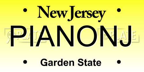 PIANONJ New Jersey License Plate