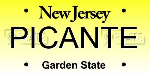 PICANTE New Jersey License Plate