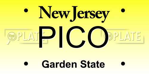 PICO New Jersey License Plate