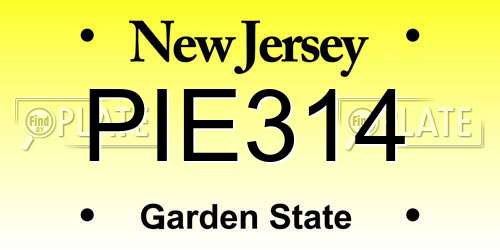 PIE314 New Jersey License Plate