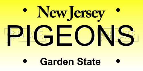 PIGEONS New Jersey License Plate
