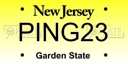 PING23 New Jersey License Plate