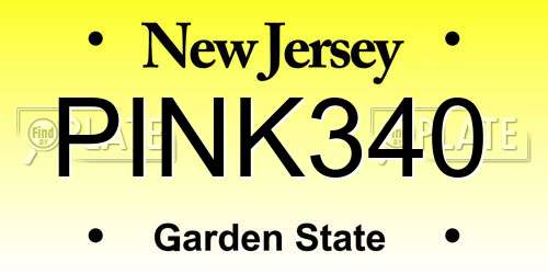 PINK340 New Jersey License Plate