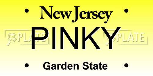 PINKY New Jersey License Plate