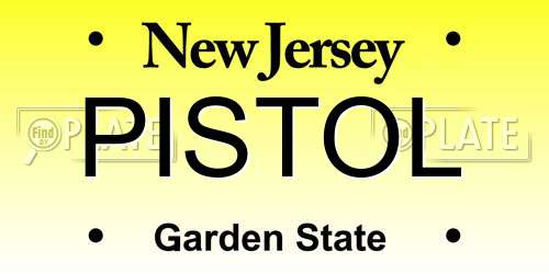 PISTOL New Jersey License Plate