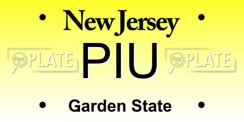 PIU New Jersey License Plate