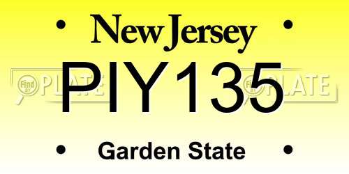 PIY135 New Jersey License Plate