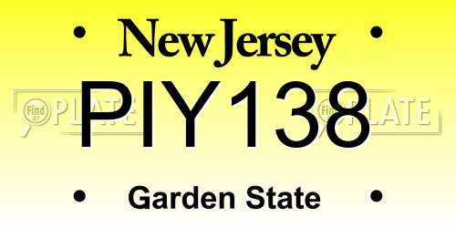 PIY138 New Jersey License Plate