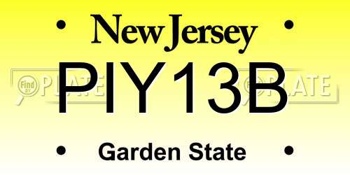 PIY13B New Jersey License Plate