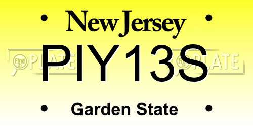 PIY13S New Jersey License Plate