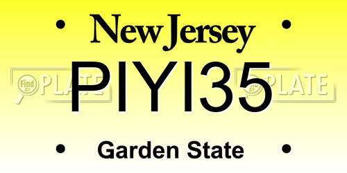 PIYI35 New Jersey License Plate