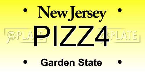 PIZZ4 New Jersey License Plate