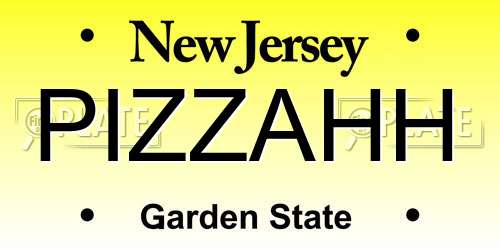 PIZZAHH New Jersey License Plate
