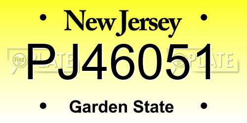 PJ46051 New Jersey License Plate