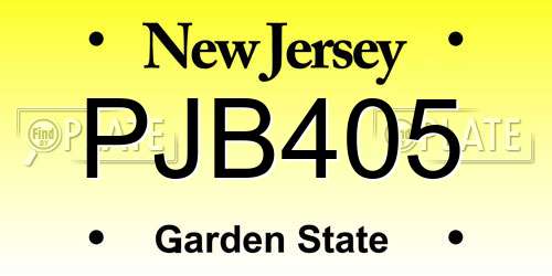 PJB405 New Jersey License Plate