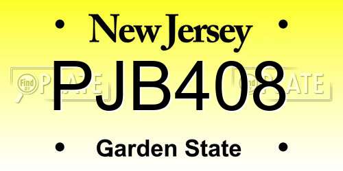 PJB408 New Jersey License Plate