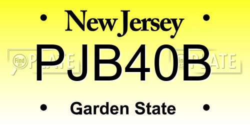 PJB40B New Jersey License Plate