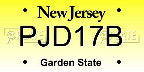 PJD17B New Jersey License Plate