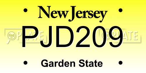 PJD209 New Jersey License Plate