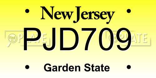 PJD709 New Jersey License Plate