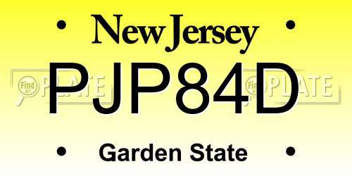PJP84D New Jersey License Plate