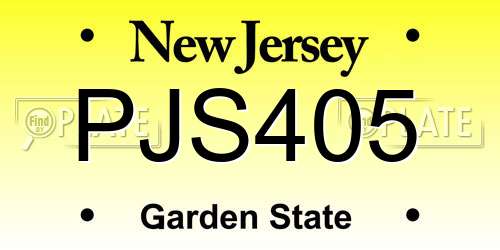 PJS405 New Jersey License Plate