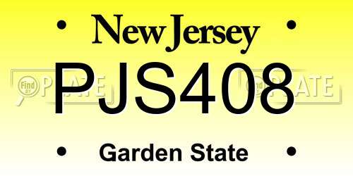 PJS408 New Jersey License Plate