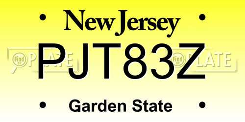 PJT83Z New Jersey License Plate