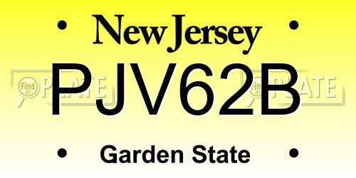 PJV62B New Jersey License Plate
