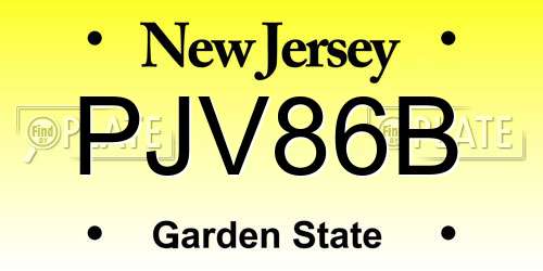 PJV86B New Jersey License Plate