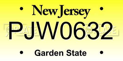 PJW0632 New Jersey License Plate