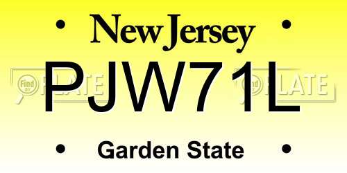 PJW71L New Jersey License Plate