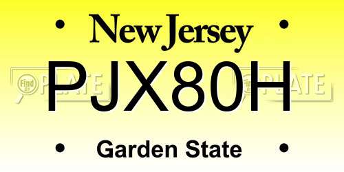 PJX80H New Jersey License Plate