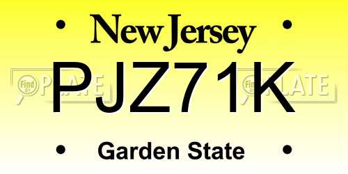 PJZ71K New Jersey License Plate