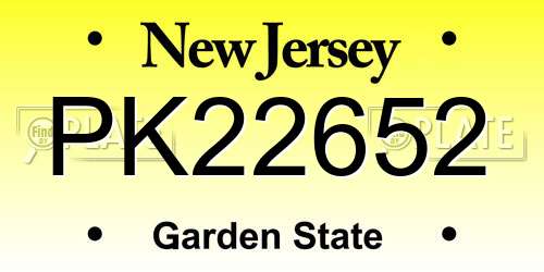 PK22652 New Jersey License Plate