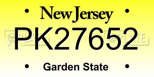 PK27652 New Jersey License Plate