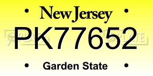 PK77652 New Jersey License Plate
