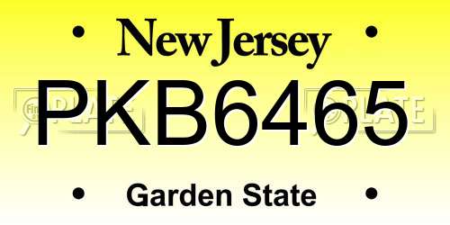 PKB6465 New Jersey License Plate