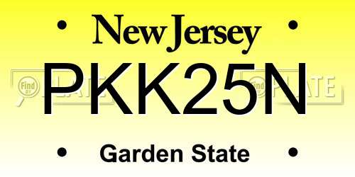 PKK25N New Jersey License Plate