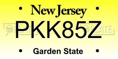 PKK85Z New Jersey License Plate