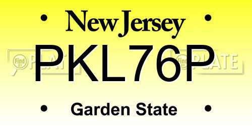 PKL76P New Jersey License Plate