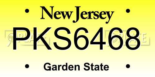 PKS6468 New Jersey License Plate