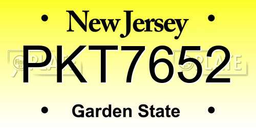 PKT7652 New Jersey License Plate