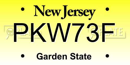 PKW73F New Jersey License Plate