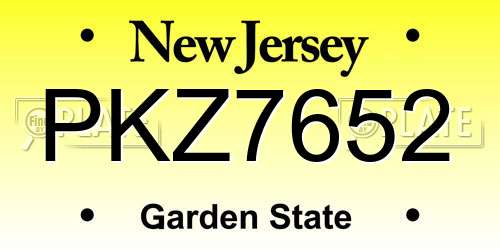 PKZ7652 New Jersey License Plate