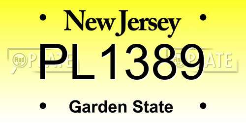 PL1389 New Jersey License Plate