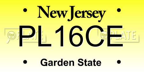 PL16CE New Jersey License Plate