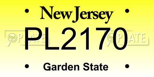 PL2170 New Jersey License Plate