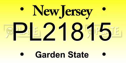 PL21815 New Jersey License Plate