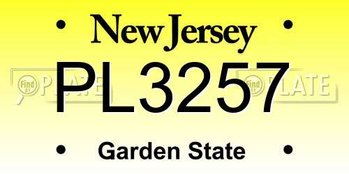 PL3257 New Jersey License Plate